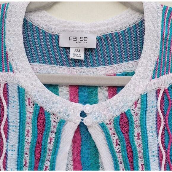 Per Se By Carlisle Women's Knit Wrap Top Woven Embroidered Multicolor Cover Up S - Picture 3 of 12